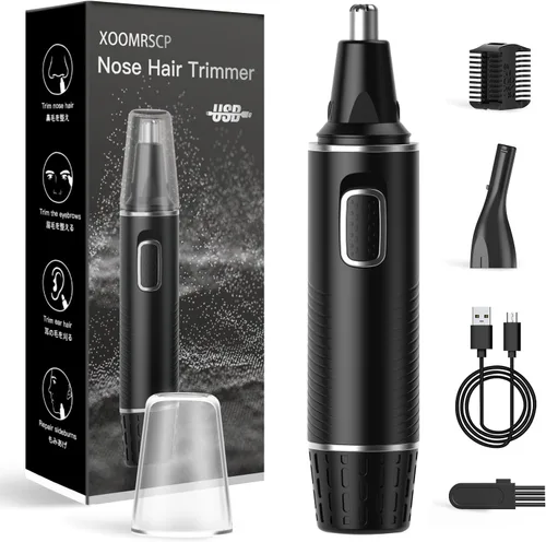 Miniatura 8 de XOOMRSCP Recortadora de pelo de nariz para hombres, recortadora de pelo recargable 2 en 1, sin dolor, multifuncional, para orejas y nariz, con Gris