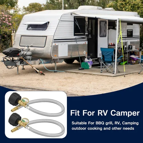 Miniatura 8 de Mangueras de propano RV de 18 pulgadas con calibre, manguera de propano trenzada de acero inoxidable, manguera de propano para tanque de caravana