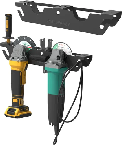 Miniatura 8 de UNITEDPOWER Soporte de amoladora angular - Estante de almacenamiento/soporte de 4 bahías con colgador de cable, soporte de montaje en pared