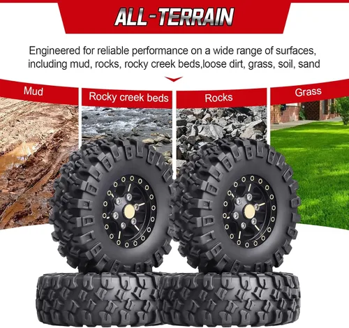 Miniatura 7 de HobbyPark Ruedas y neumáticos Beadlock de latón 1.0 para Traxxas TRX4M Piezas de actualización Axial SCX24 1/24 RC Crawler Reemplazo (paquete de 4)
