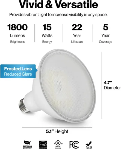 Miniatura 4 de Sunco - Paquete de 12 bombillas de inundación para exteriores, luces LED PAR38 impermeables, 1800 LM, 15 W (equivalente a 150 W), blanco cálido