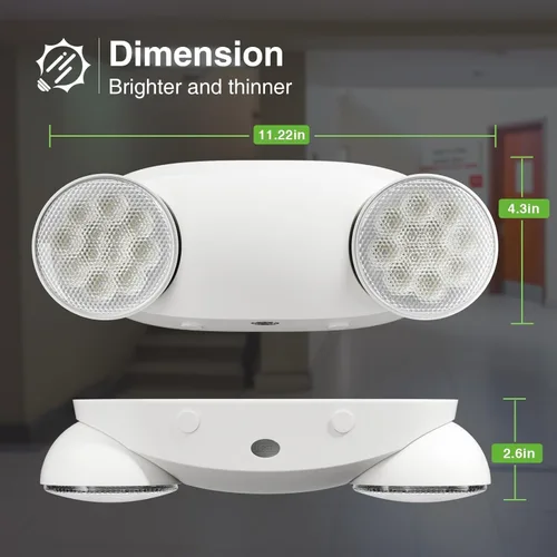 Miniatura 6 de FREELICHT Paquete de 4 luces de emergencia para negocios, con batería de respaldo, cable duro, certificado UL 924, CA 120/277V, iluminación