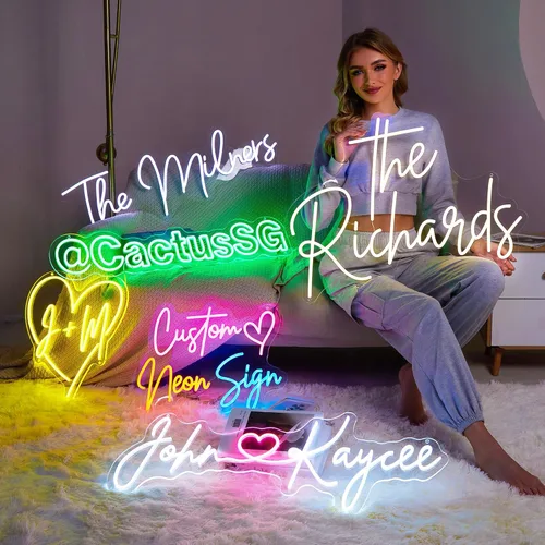 Letreros de neón personalizados para decoración de pared, letrero de luces LED grandes de neón, letrero de neón personalizable para decoración de