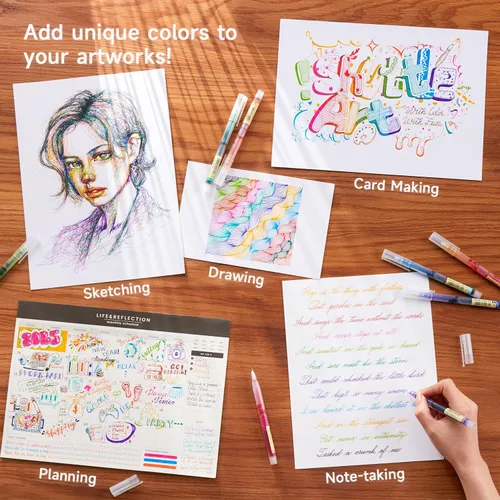 Miniatura 5 de Bolígrafos de tinta líquida Shuttle Art, 10 colores brillantes de secado rápido, punta extra fina de 0.02 pulgadas, larga duración para escritura