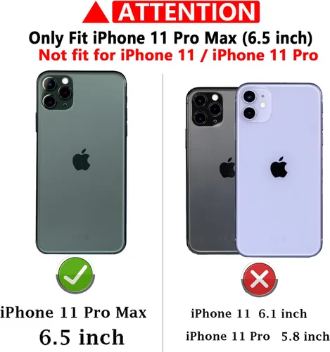 Miniatura 2 de Funda para iPhone 11 Pro Max con cubierta deslizante para cámara + protector de pantalla HD, soporte de anillo giratorio de grado militar a prueba