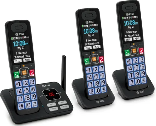 Miniatura 19 de AT&T Teléfono inalámbrico DECT 6.0, 3 auriculares, bloqueador de llamadas inteligente, conexión Bluetooth a celda, contestador automático, pantalla