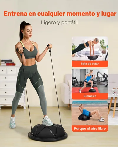 Miniatura 6 de VEVOR Half Exercise Ball Trainer, 23/26 inch Balance Ball Trainer, 1500lbs Capacity Stability Ball, Yoga Ball with Resistance Bands & Foot Pump