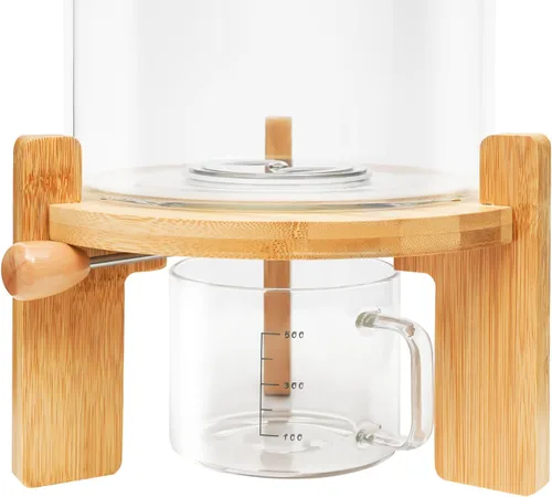 Miniatura 5 de Dispensador de arroz, recipiente de almacenamiento de arroz de 5 litros con tapa hermética, recipiente de harina y cereales con taza medidora
