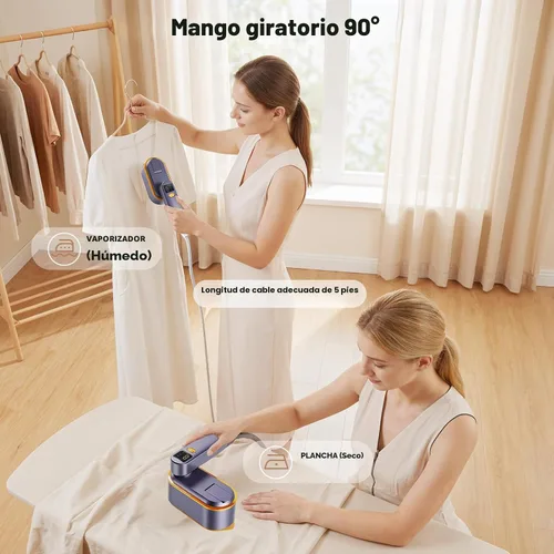 Miniatura 6 de Vaporizador portátil de viaje para ropa de 1200 W, potente vaporizador y plancha 2 en 1, calor rápido de 10 segundos, 4 modos con pantalla LED