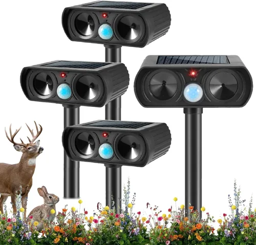 Miniatura 9 de 2026 Repelente ultrasónico de animales para exteriores con disuasión solar activado por movimiento para asustar a ardilla, conejo, gato, ciervo