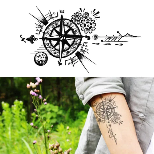 Miniatura 14 de 2 hojas de tatuajes temporales pequeños pequeños para mujeres y hombres, manos, cuello, muñeca y cara, lindas calcomanías de tatuaje de dibujos