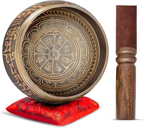 Miniatura 9 de HIMALAYAN BAZAAR - Juego de cuencos tibetanos de 4 pulgadas, fácil de tocar, auténtico, hecho a mano para meditación, sonido de 7 chakras, curación