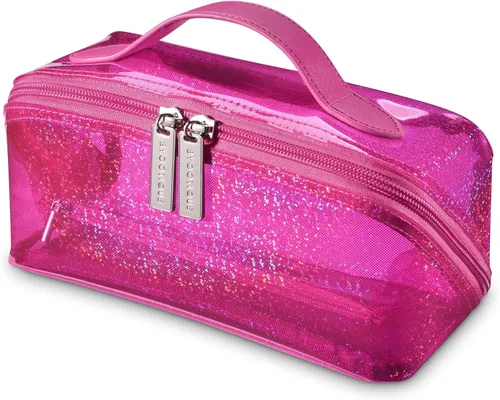 BYOOTIQUE AW 420D - Neceser de viaje de nailon transparente, portátil, ligero, transparente, organizador de almacenamiento de cosméticos, piscina,