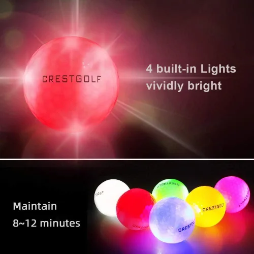 Miniatura 4 de Crestgolf Glow in The Dark Golf Balls with Glow Tees, Super Bright Light Up LED Balls with 12-Minute Reset Timer, Fun Gift for Men and Women