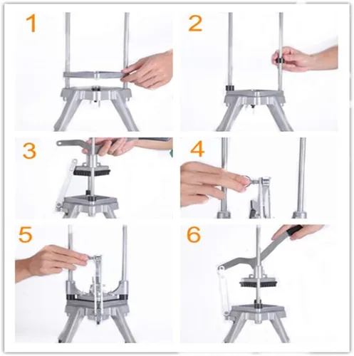 Miniatura 9 de Cortadora rápida de verduras en corte, 1/2 "+1/4 "+3/8 "hoja, S-Steel French Fry Maker Cebolla Pimienta Patata Champiñones Picador