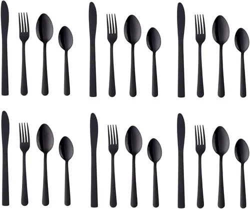 Miniatura 11 de BuyGo - Juego de cubiertos de acero inoxidable de 32 piezas, juego de 8 cubiertos, incluye cuchillo, tenedor, cuchara, cuchara de té para 8 personas