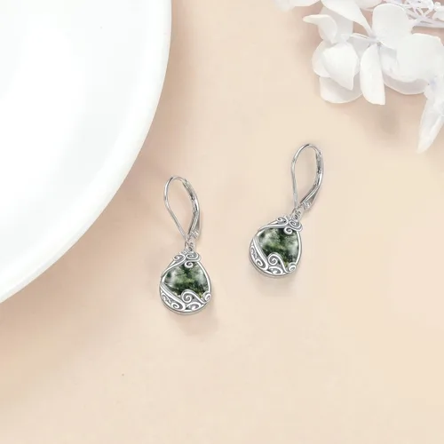 Miniatura 87 de Aretes colgantes con forma de lágrima de filigrana de piedra lunar de plata de ley 925 con cierre de palanca para mujer, regalos de joyería