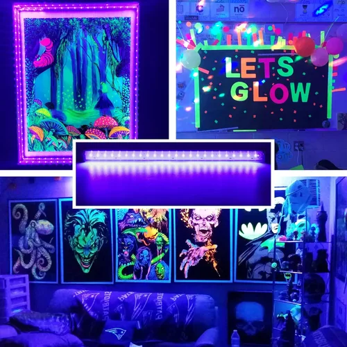 Miniatura 3 de Barra de Luz Negra 10W Tira de Luz Negra UV para Fiesta Brillante: 1 pie USB Portátil LED Suministros de Fiesta para Pintura Corporal, Escenario