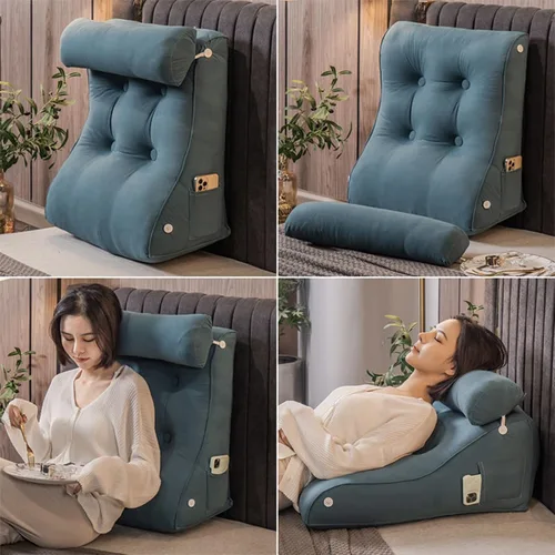 Miniatura 3 de Almohada de lectura triangular con cuña para cabecero y reposo de cama, cojín de apoyo para la espalda para leer, jugar, ver la televisión
