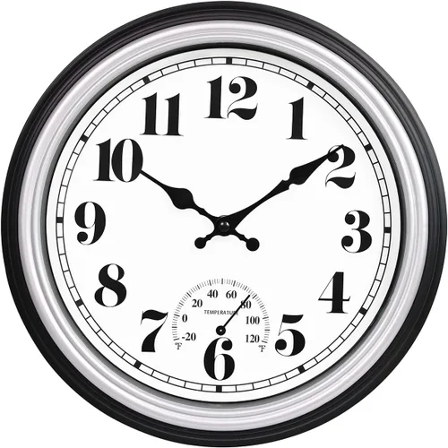 Miniatura 18 de 45MinST Reloj de pared grande vintage de 13 pulgadas rojo-marrón, de cuarzo, funciona con batería, movimiento silencioso y preciso sin tictac con 13