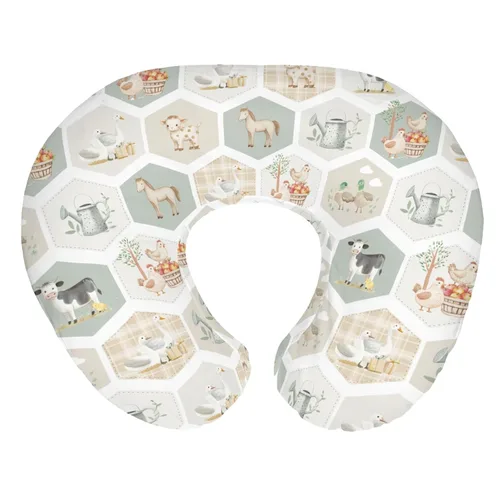 Miniatura 10 de Fundas de almohada de lactancia de animales de granja boho para niños y niñas, cordero, vaca, pollo, pato, tractor, árbol, fundas para lactancia