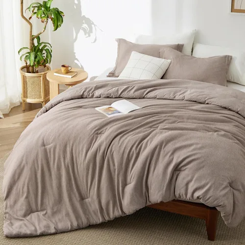 Miniatura 45 de Bedsure - Juego de edredón queen - Juego de ropa de cama refrescante y cálida, ropa de cama reversible gris claro para todas las estaciones, 3 03