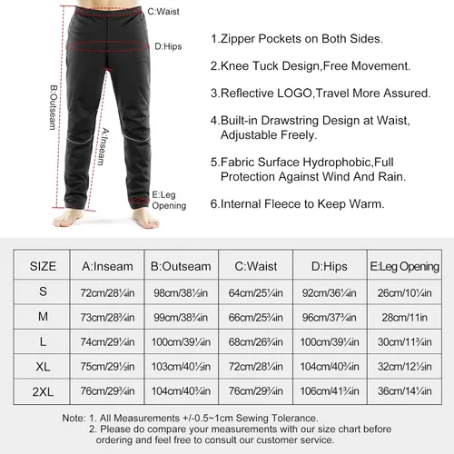 Miniatura 6 de INBIKE Pantalones de ciclismo para hombre, bicicleta de montaña, bicicleta de montaña, cortavientos con forro polar térmico para invierno