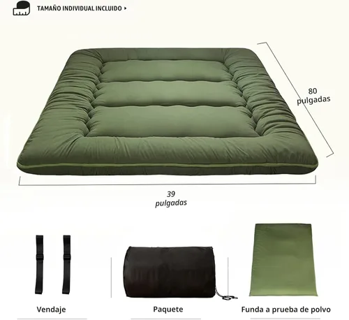 Miniatura 2 de MAXYOYO Colchón de Futón Japonés Tamaño Twin Colchón de Piso, Tapete Tatami Grueso Almohadilla para Dormir Colchón Enrollable Cama de Piso Cama Sofá