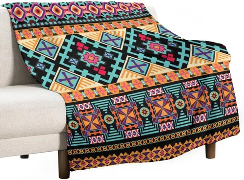 Manta azteca tribal del suroeste, manta de franela súper suave para cama y sofá (franela de 10.32 oz/m²), 50 x 70 pulgadas
