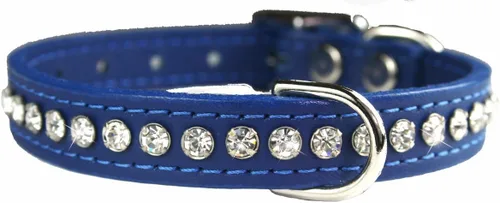 Miniatura 22 de Collar de perro de cuero y cristales de OmniPet Signature, cuero de grano de violeta africana de avestruz, se ajusta a un tamaño de cuello de 6"-8