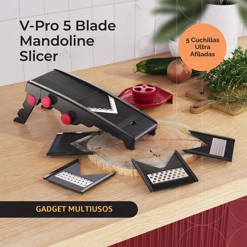 Miniatura 2 de Rebanador de mandolina V-Pro 5 Blade de Müeller, ajustable, colores blanco y gris