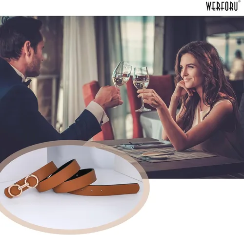Miniatura 7 de Cinturón de cuero reversible para mujer, cinturón de cuero con anillo tórico dos en uno para vestido de jeans