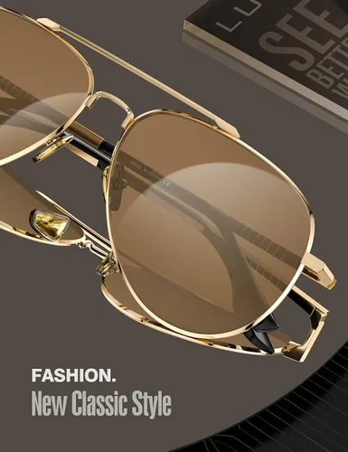 Miniatura 3 de LUENX, Aviator - Gafas de sol polarizadas, para hombres y mujeres, protección UV 400, con funda 60MM