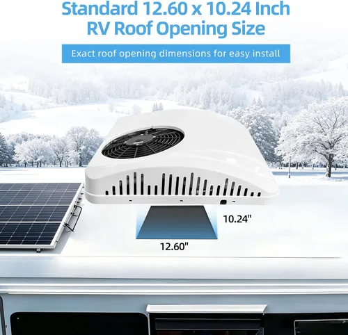 Miniatura 8 de Treeligo Aire acondicionado de 12 V/24 V en la azotea, unidad de aire acondicionado de techo, sin conductos, refrigeración y calefacción 2 en 1