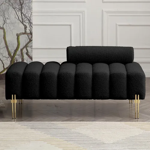NIOIIKIT Sofá loveseat moderno de 53.2", sofá de acento tapizado con patas doradas y respaldo ajustable, pequeños sofás de felpa teddy para Peluche