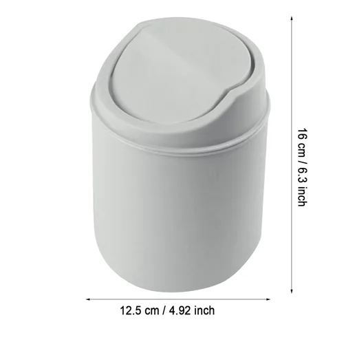Miniatura 4 de Basurero de basura – Mini bote de basura de plástico para escritorio con tapa giratoria, elegante papelera para encimera, cesta de papel de desecho