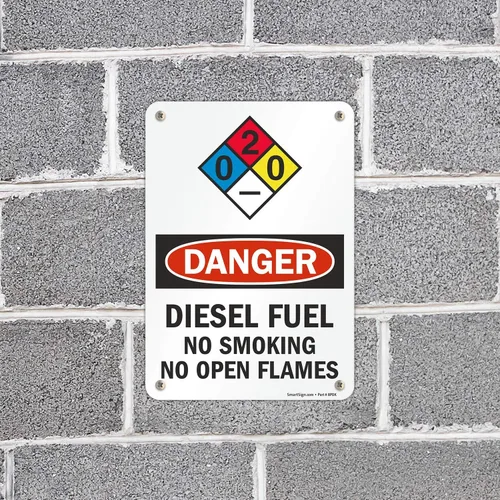 Miniatura 3 de SmartSign Letrero NFPA "Danger - Combustible Diesel, No Smoking No Open Flames" Aluminio de 7" x 10