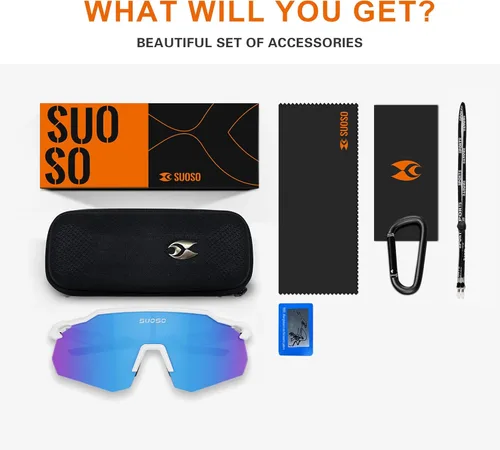 Miniatura 7 de suoso Gafas de sol deportivas de ciclismo para hombre: gafas de sol polarizadas ligeras con protección UV para jóvenes, béisbol, softbol, correr