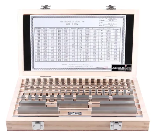 Miniatura 10 de Accusize Industrial Tools Juego de bloques de calibre métrico de 87 piezas, grado 2, estándar alemán DIN861 con certificado MFG, 0087-2160