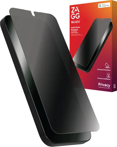 ZAGG Fusion Privacy - Protector de pantalla para Google Pixel 9 Pro XL, polímero híbrido flexible, filtro de privacidad de 2 vías, protección contra