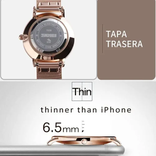 Miniatura 6 de SKMEI Womens Watches Slim Thin Luxury Dress Rose Gold Stainless Steel Mesh Watches Fashion Waterproof Ladies Black Wrist Watch with Date