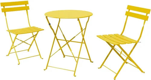 US001 - Juego de 3 piezas plegable para interiores y exteriores, muebles plegables para patio, 2 sillas y 1 mesa, resistente a la intemperie para