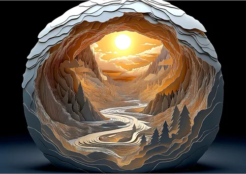 Blueforest Magic Eye Rompecabezas 3D de 1000 Piezas para Adultos - Desafío de Autoestereoscopia Cueva del Amanecer, No Se Necesitan Gafas (27.5x19.7