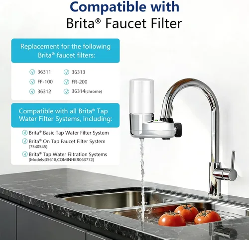 Miniatura 3 de Cartuchos de filtro de grifo, repuesto para filtro de grifo Brita® 36311 Sistema de filtración de agua del grifo compatible con filtros de repuesto