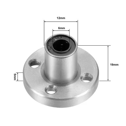 Miniatura 2 de uxcell LM6UU Rodamientos lineales de brida redonda, diámetro de 0.236 in de diámetro, 0.472 in de diámetro exterior, 0.748 in de longitud