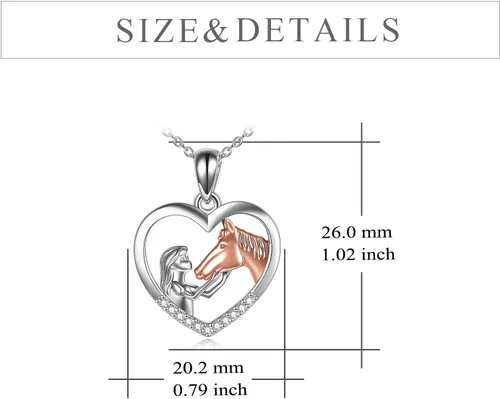 Miniatura 4 de YFN - Collar con dije de caballo de plata fina para niñas, regalo de caballos para mujeres y niñas (collar de caballo con una niña color rosa)