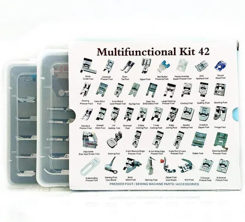 Miniatura 8 de Juego de 11 pies prensatelas para máquina de coser de vástago bajo a presión, cantante, hermano, Janome, Babylock, Kenmore, Euro-Pro, blanco, Juki
