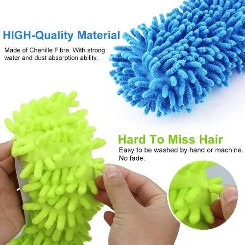 Miniatura 4 de 10 pantuflas de microfibra reutilizables para mujer, lavables, 5 pares de zapatos para limpieza de pisos, calcetines de fregona para limpiar