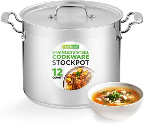 Miniatura 12 de NutriChef Olla resistente de 20 cuartos de galón con tapa de acero inoxidable, olla grande para inducción, cocinas de gas y eléctricas, perfecta