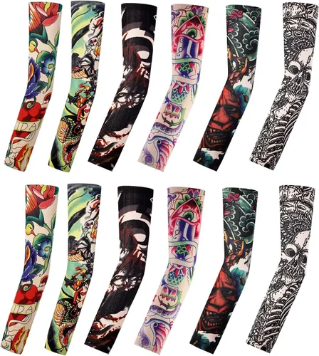 Manga de compresión para tatuajes, mangas para brazos, fundas de tatuaje temporales, protección UV para hombres y mujeres, Color 9